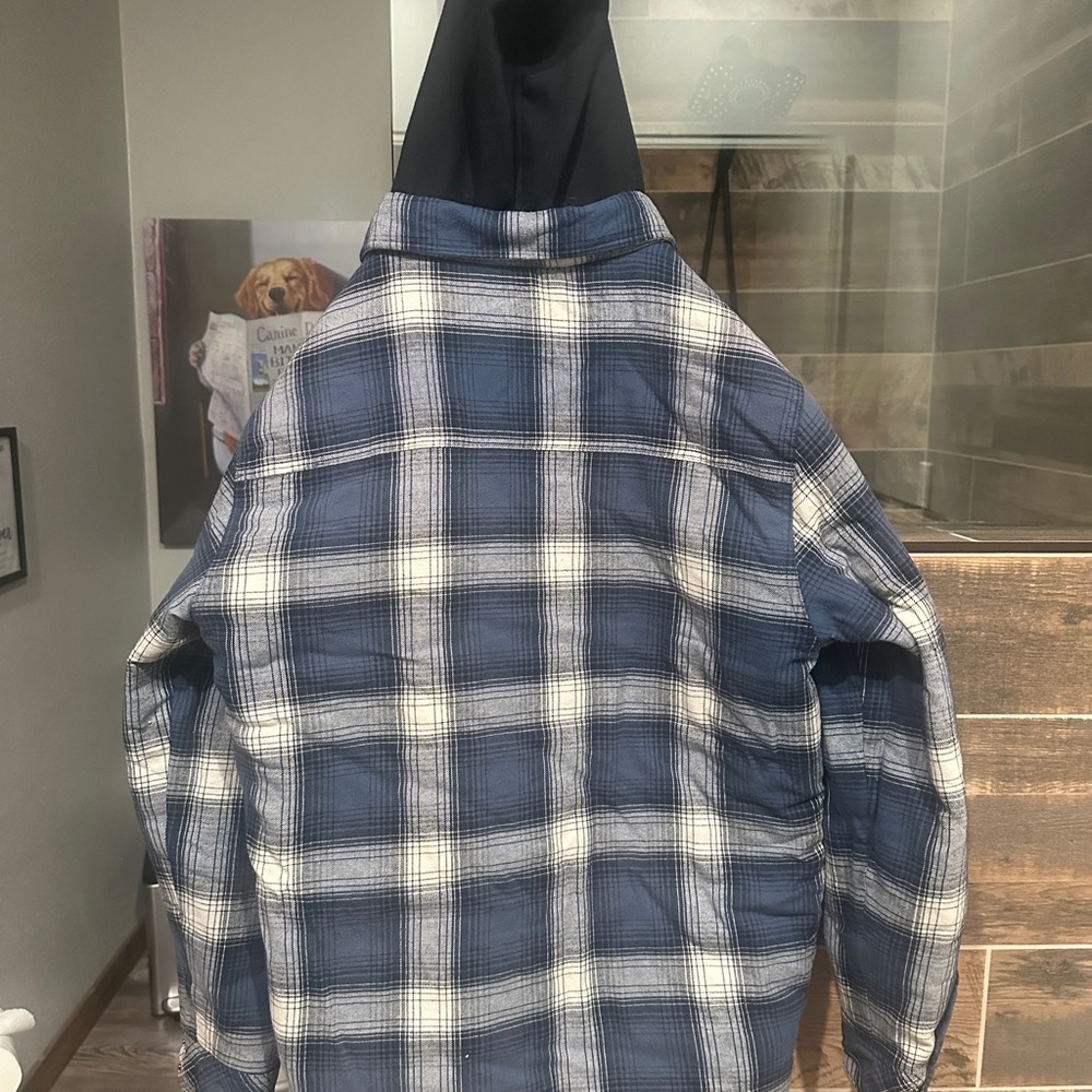 Boston Traders Navy and White Plaid Shirt Jacket